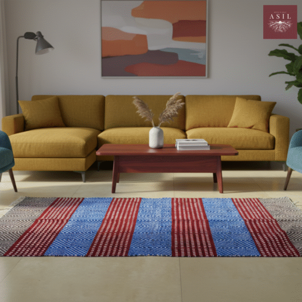 14 RubiBlue Stripes Shatranji