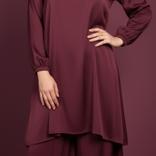 Wine Rhythm – Saffron Silk Co-ord Set, Wine