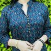 IMG_9923 Floral Navy – Linen Kurti, Navy Blue Flower Print